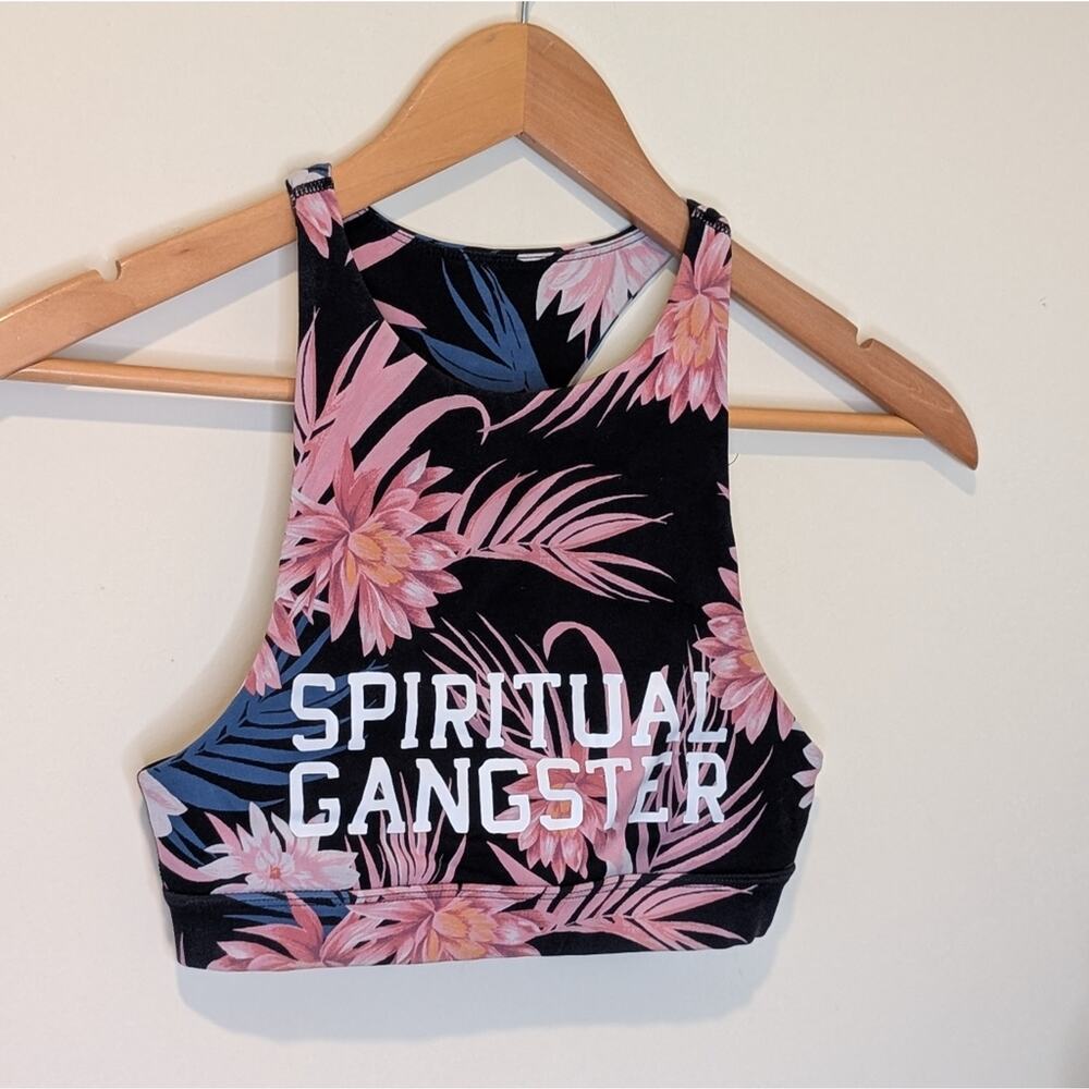 Spiritual Gangster Floral High Neck Sports Bra – Size Small